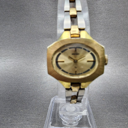 Seiko Watch Women 23mm Champagne Dial Two Tone Oval Vintage 117659 Manual Runs0