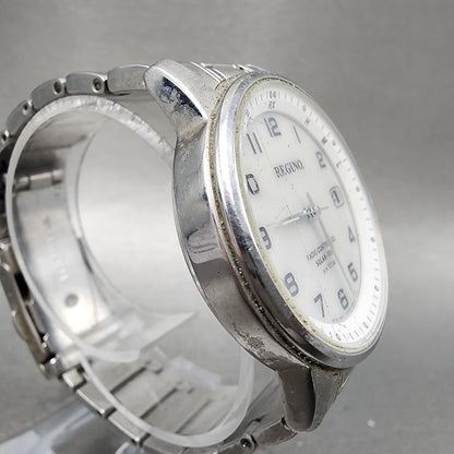 Citizen Reguno Atomic Watch Men 36mm White Dial Steel Date Solar Round Runs4