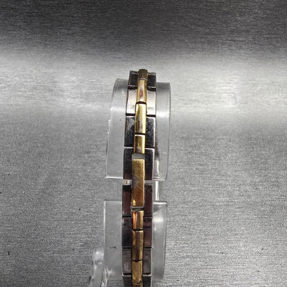 Seiko Watch Women 13mm White Dial Two Tone Rectangle 2E20-7479 New Battery JP27