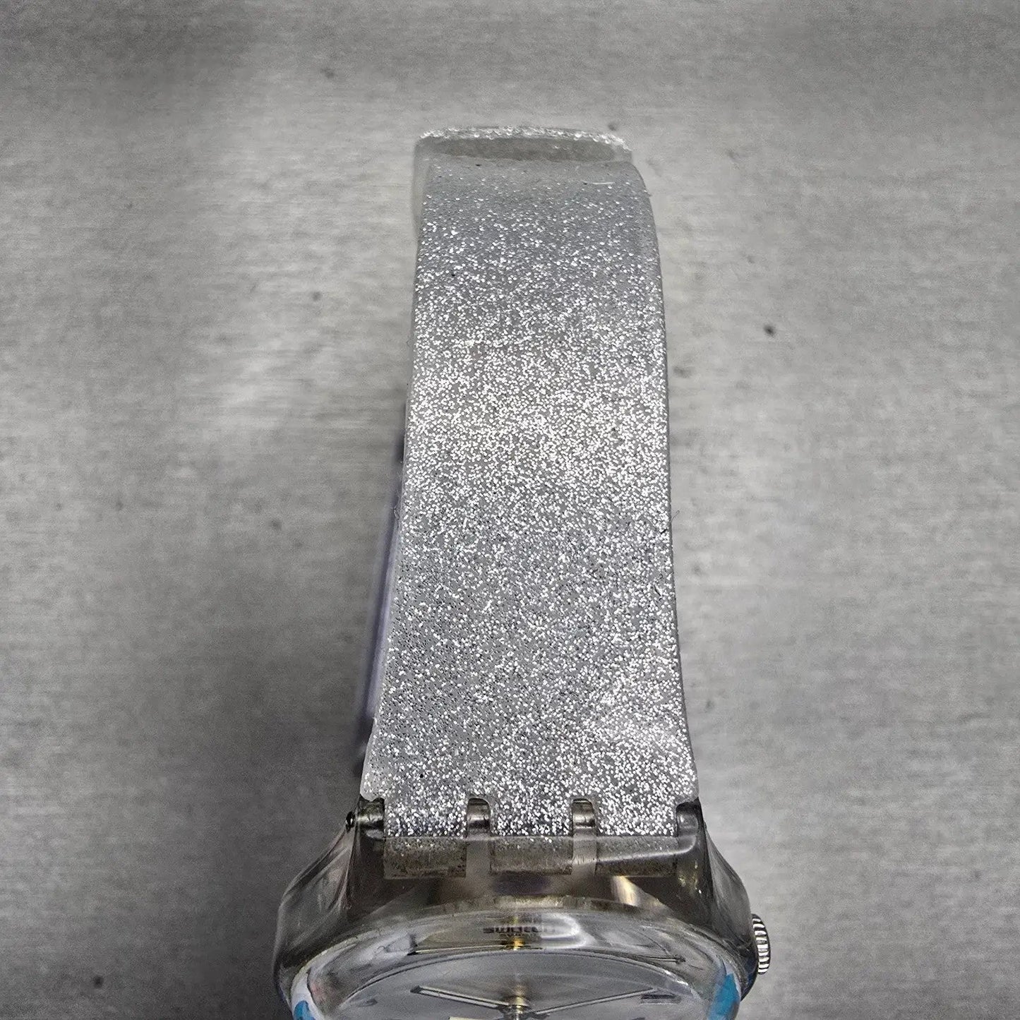 Swatch SILVERBLUSH Watch Men Silver Dial Clear Case Date GM416C New Battery G4