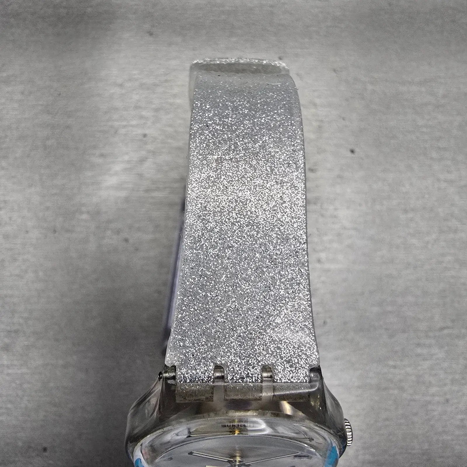 Swatch SILVERBLUSH Watch Men Silver Dial Clear Case Date GM416C New Battery G4