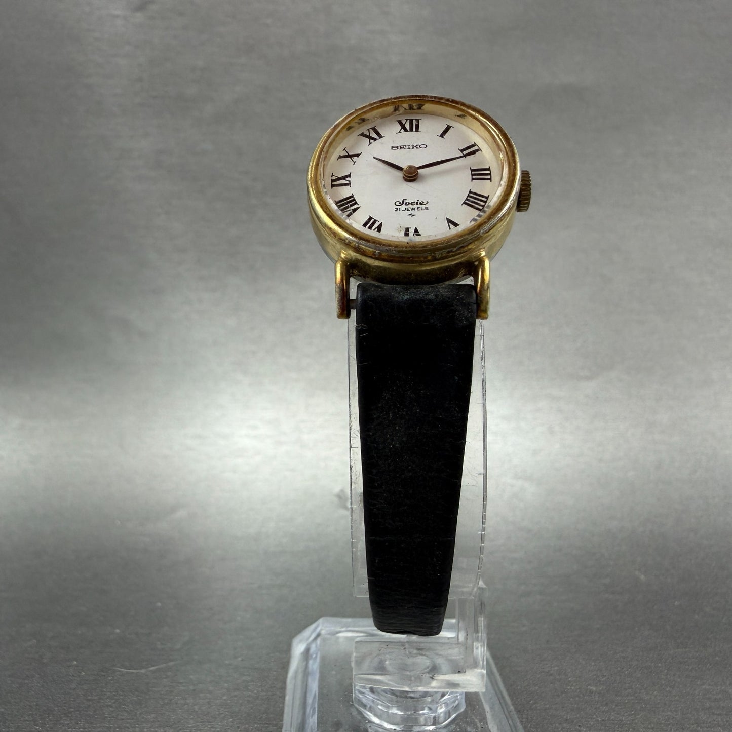 Seiko Socie Watch Women 23mm White Dial Gold Tone Oval Manual 11-8420 Runs VTG5