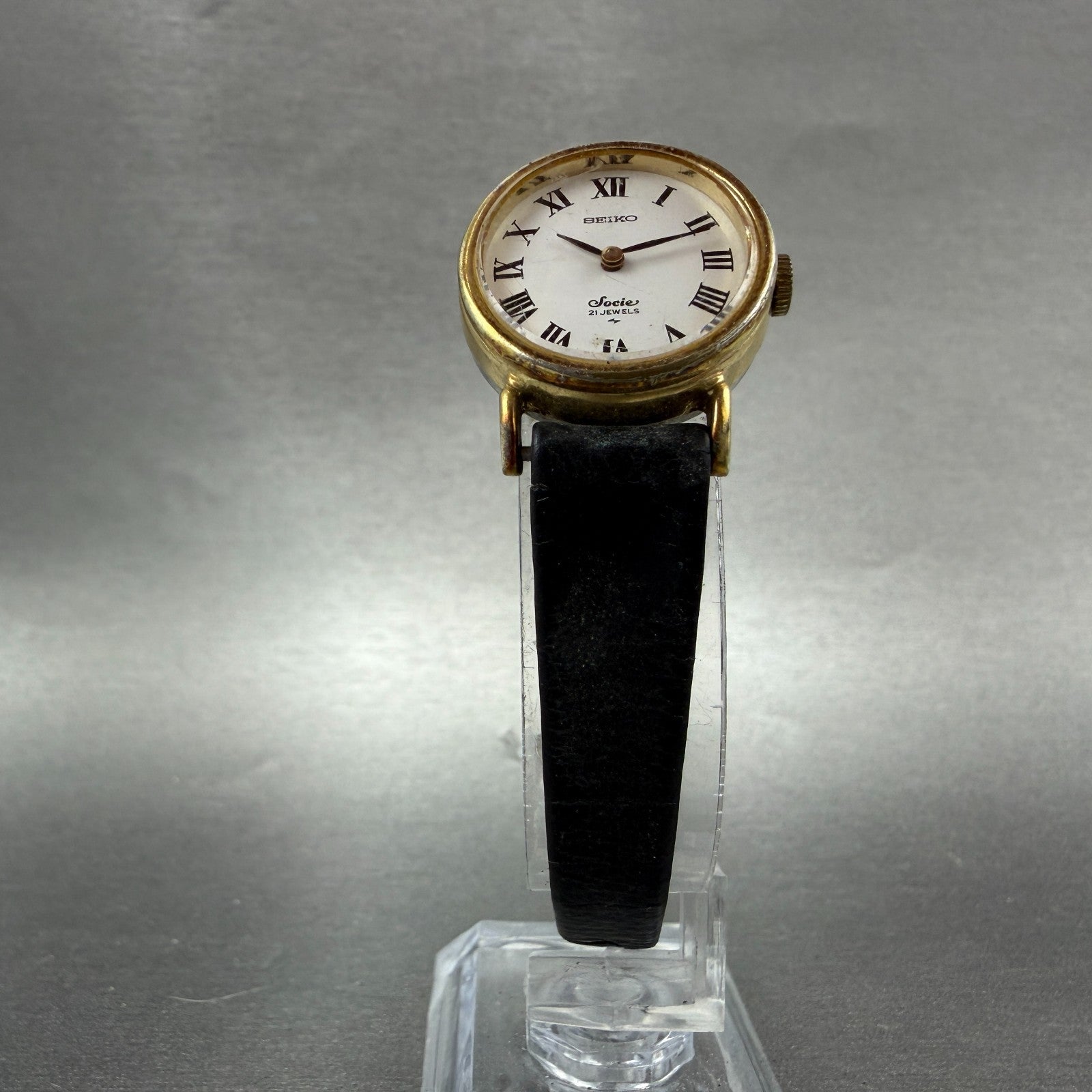Seiko Socie Watch Women 23mm White Dial Gold Tone Oval Manual 11-8420 Runs VTG5