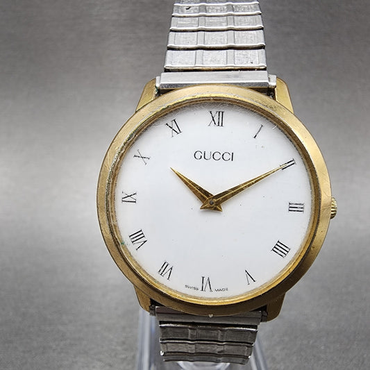 Gucci Watch Men 32mm White Dial Two Tone Round 2200 M PARTS
