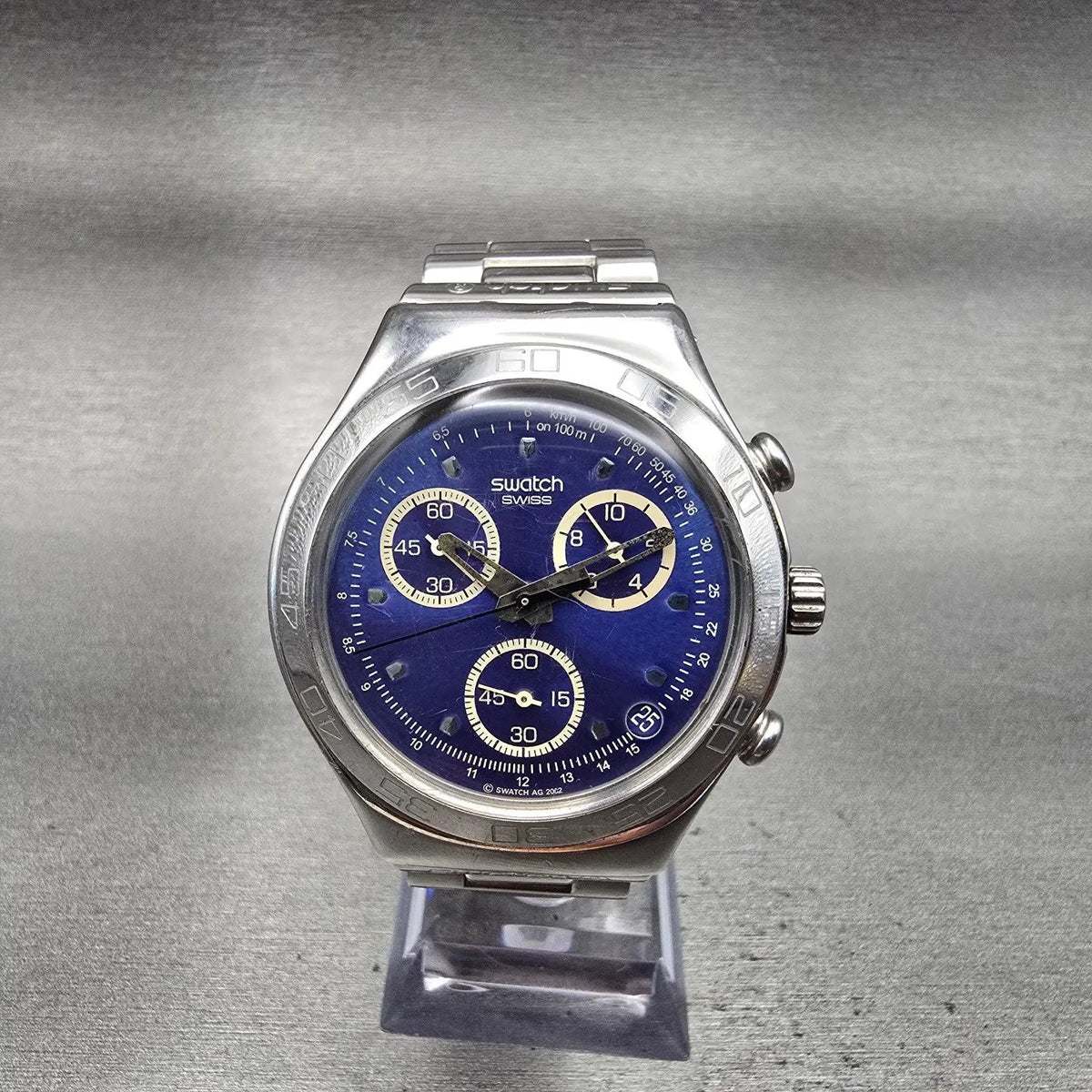 Swatch Irony Ciel Etoile Watch Men 40mm Blue Dial Silver Chrono YCS440 New Batt2