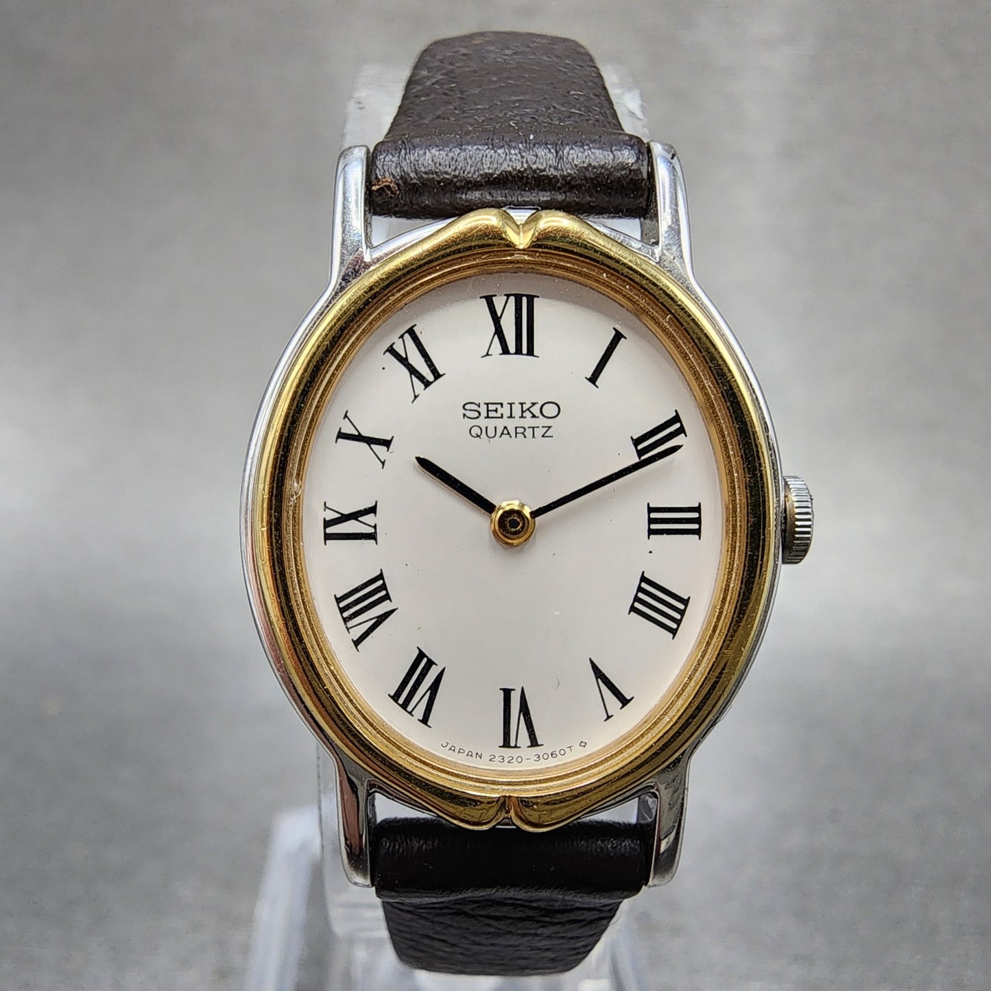 Seiko Watch Women 21mm White Dial Two Tone Oval 23206530 New Battery0