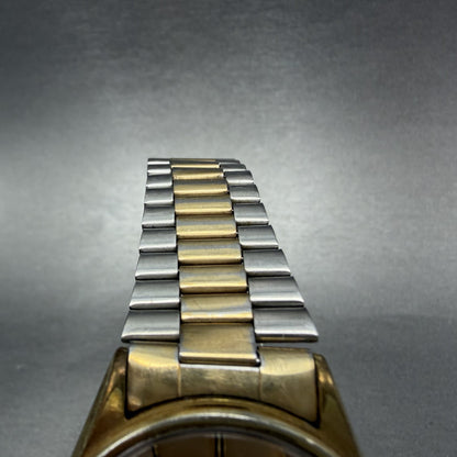 Seiko SQ Watch Men 35mm Gold Dial Two Tone Daydate Round 8223-8019 New Battery O4