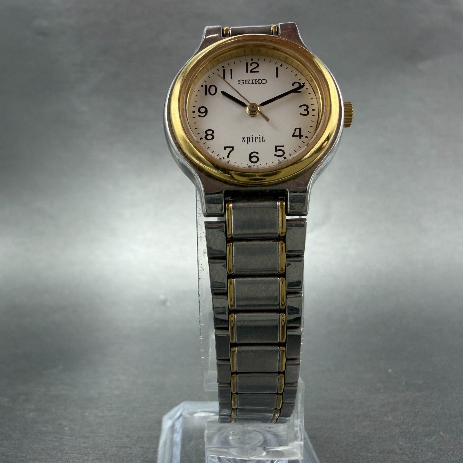 Seiko Spirit Watch Women 25mm Silver Dial Two Tone Round 7N01-6A80 New Battery 45