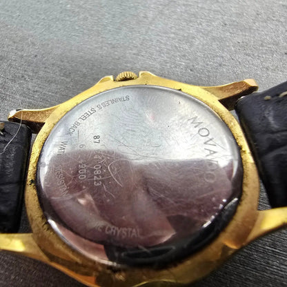 Movado Museum Watch Women 28mm Black Dial Gold Tone Round 87 E4 0823 New Bat VTG9
