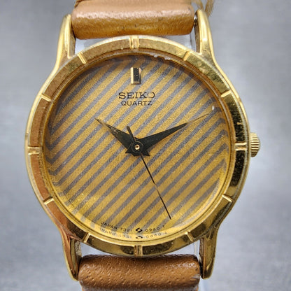 Seiko Watch Women 22mm Gold Dial Gold Tone Round 73210210 New Battery1