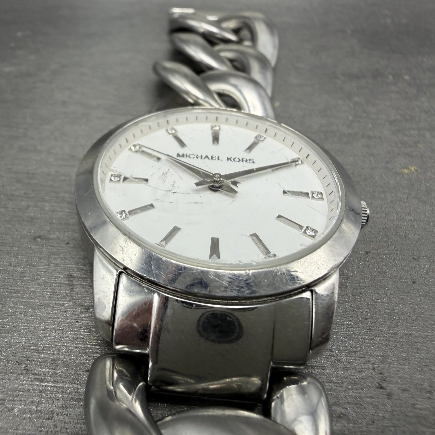 Michael Kors Elena Watch Women 35mm White Dial Silver Tone Round MK-4637 New Bat2