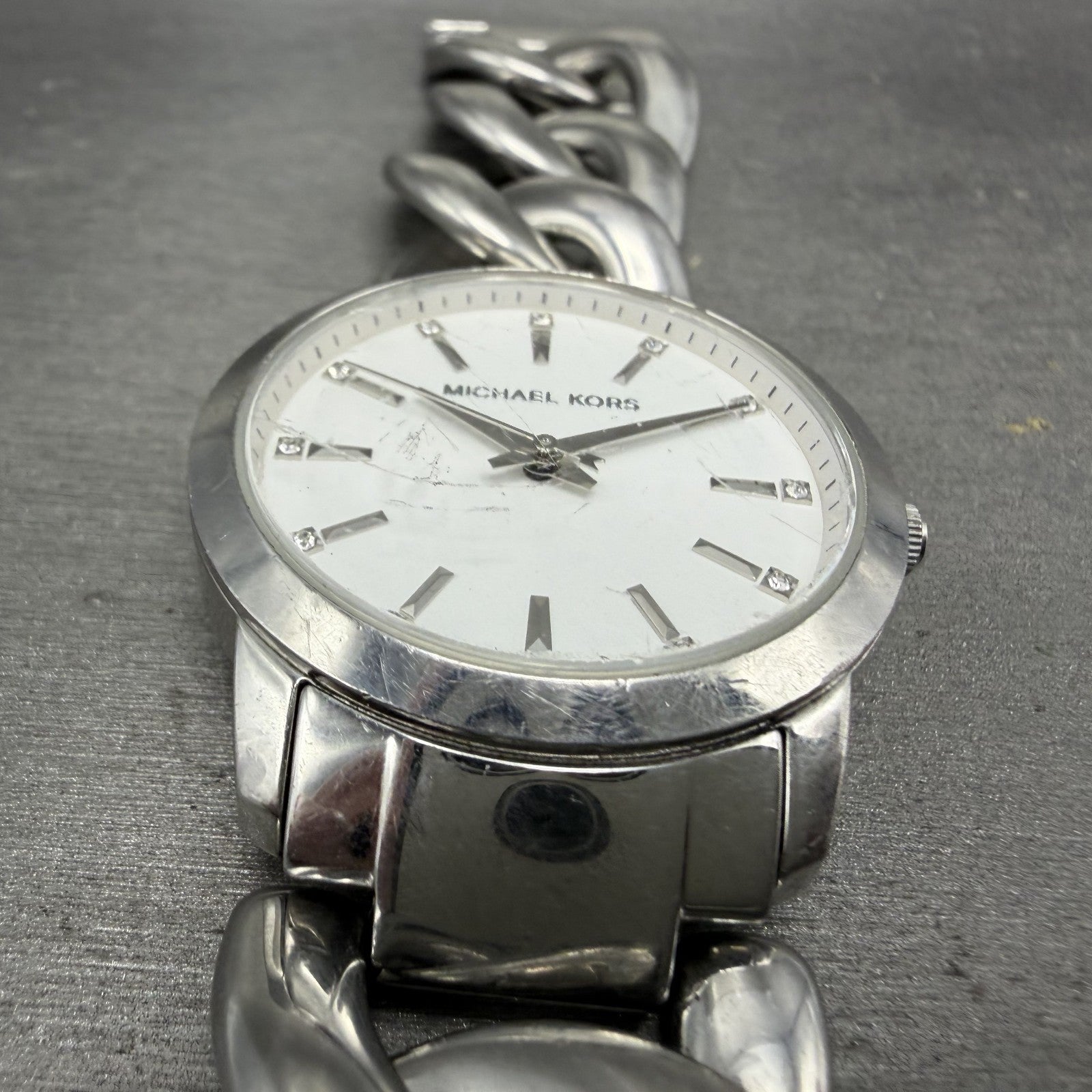 Michael Kors Elena Watch Women 35mm White Dial Silver Tone Round MK-4637 New Bat2
