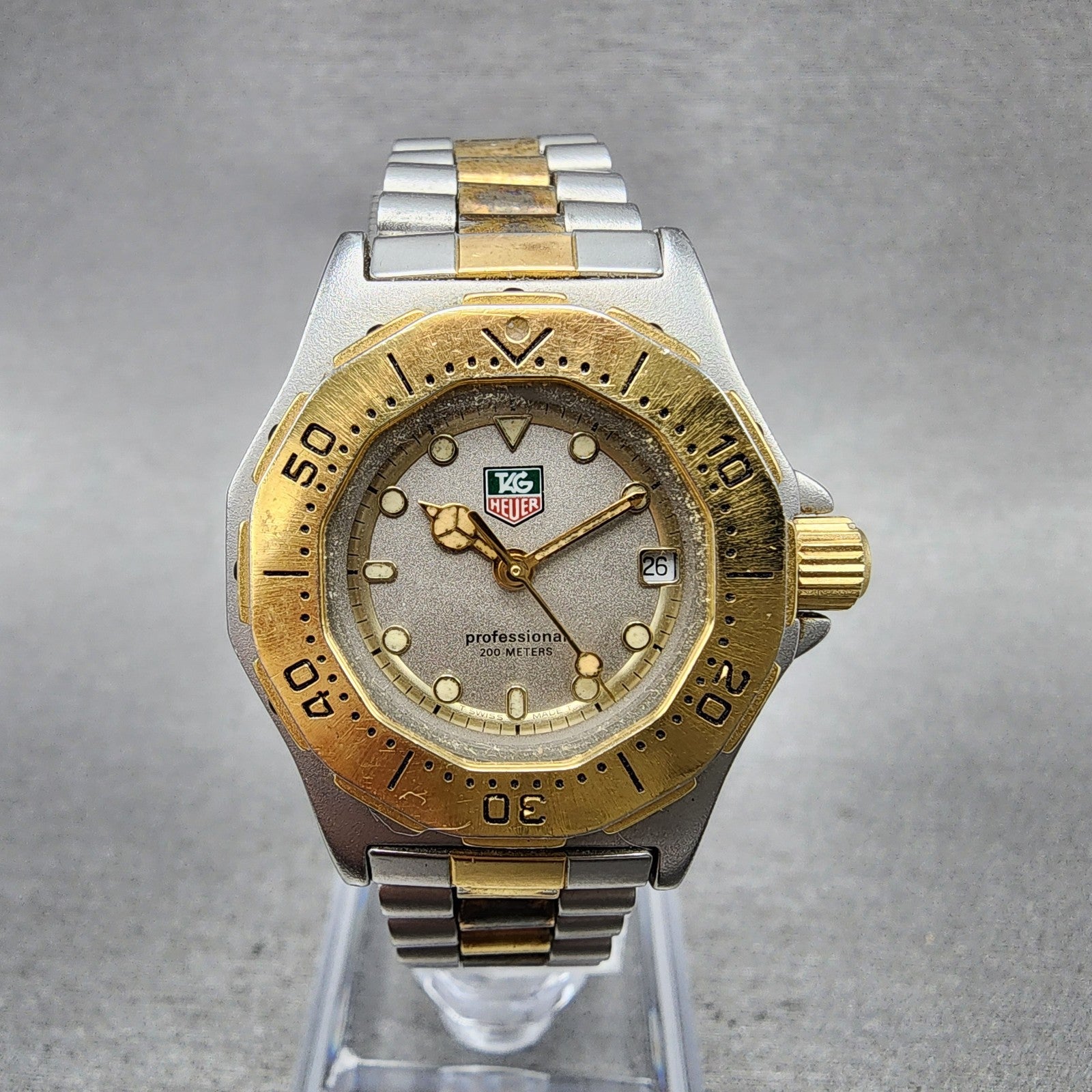 Tag Heuer Professional Dive Watch Women 28mm Gray Dial Two Tone Date New Battery0