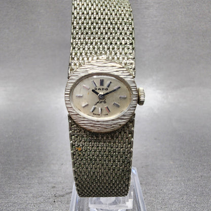 Rado Jade Watch Women 17mm Silver Dial Silver Tone Oval Manual Wind Runs0