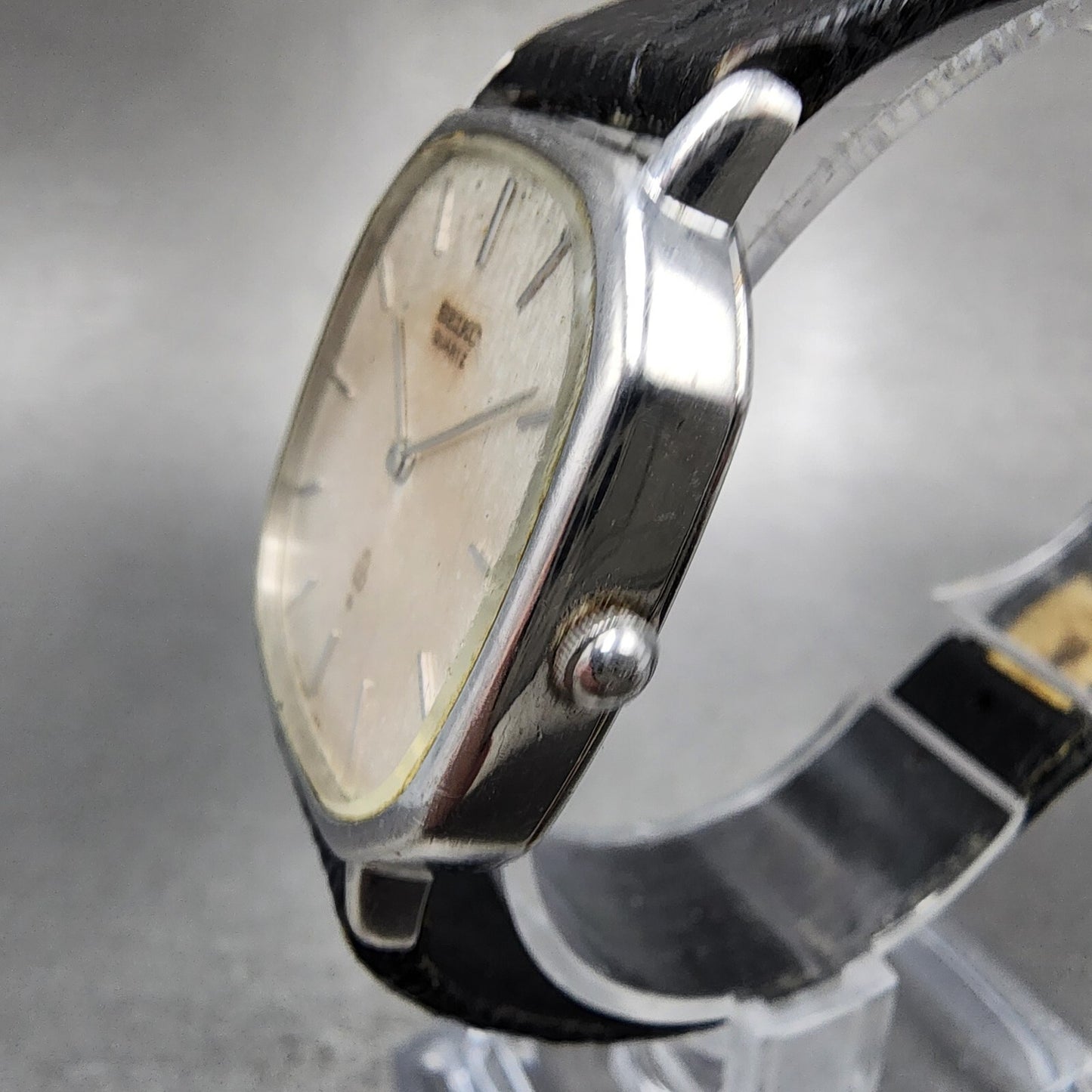 Seiko Watch Men 31mm Silver Dial Silver Tone 7820-5210 New Battery READ!!!!!!