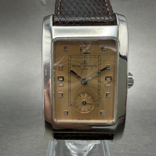 Baume & Mercier Hampton Watch Men 24mm Rose Dial Steel Small Seconds New Battery0