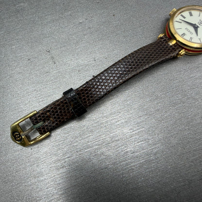 Gucci 2000L Watch Women 21mm Cream Dial Gold Plated Round New Battery KLQ7