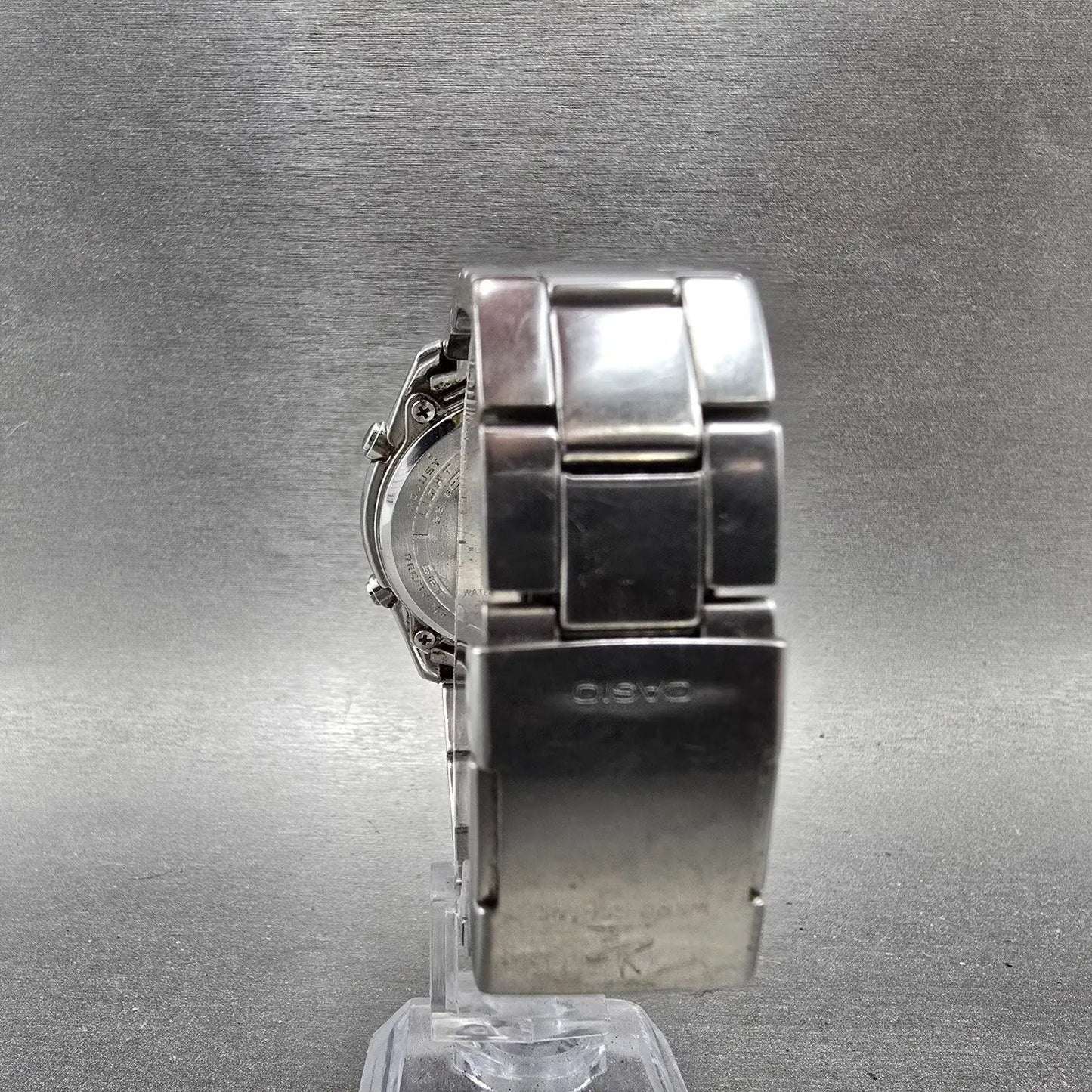 Casio Wave Ceptor Watch Men 39mm Gray Dial Steel Date Round WVQ-110DJ Works7