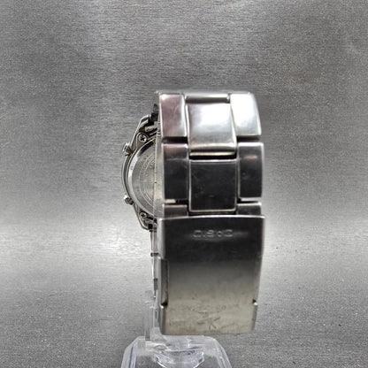 Casio Wave Ceptor Watch Men 39mm Gray Dial Steel Date Round WVQ-110DJ Works7
