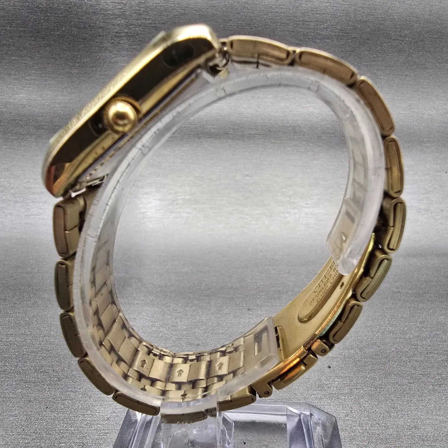 Citizen Watch Men 25mm Gold Dial Gold Tone Daydate Rectangle 1002-S99299 New Bat6