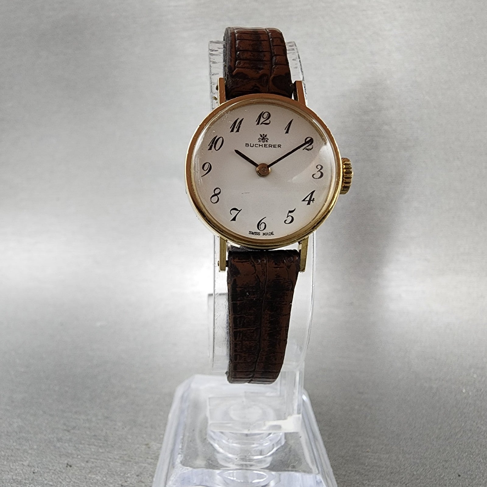 Bucherer Watch Women 21mm White Dial Gold Plated Manual Wind PARTS6