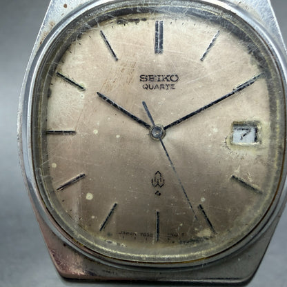 Seiko Watch Men 34mm Silver Dial Silver Tone Date Vintage 7832-5010 New Battery1