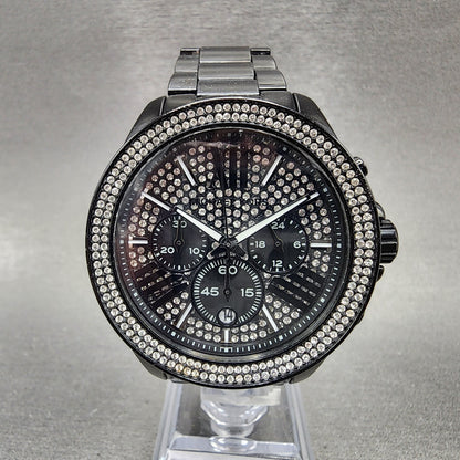 Michael Kors Wren Chronograph Watch Women 41mm Crystal Dial Black Date Newbat0