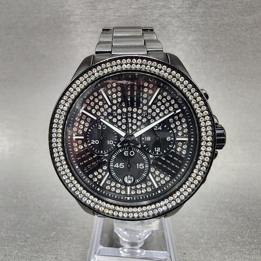 Michael Kors Wren Chronograph Watch Women 41mm Crystal Dial Black Date Newbat0