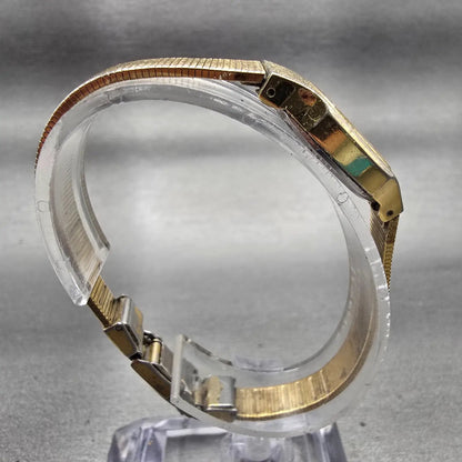 Seiko Watch Women 18mm Champagne Dial Gold Tone Rectangle 2320-5269 New Battery8