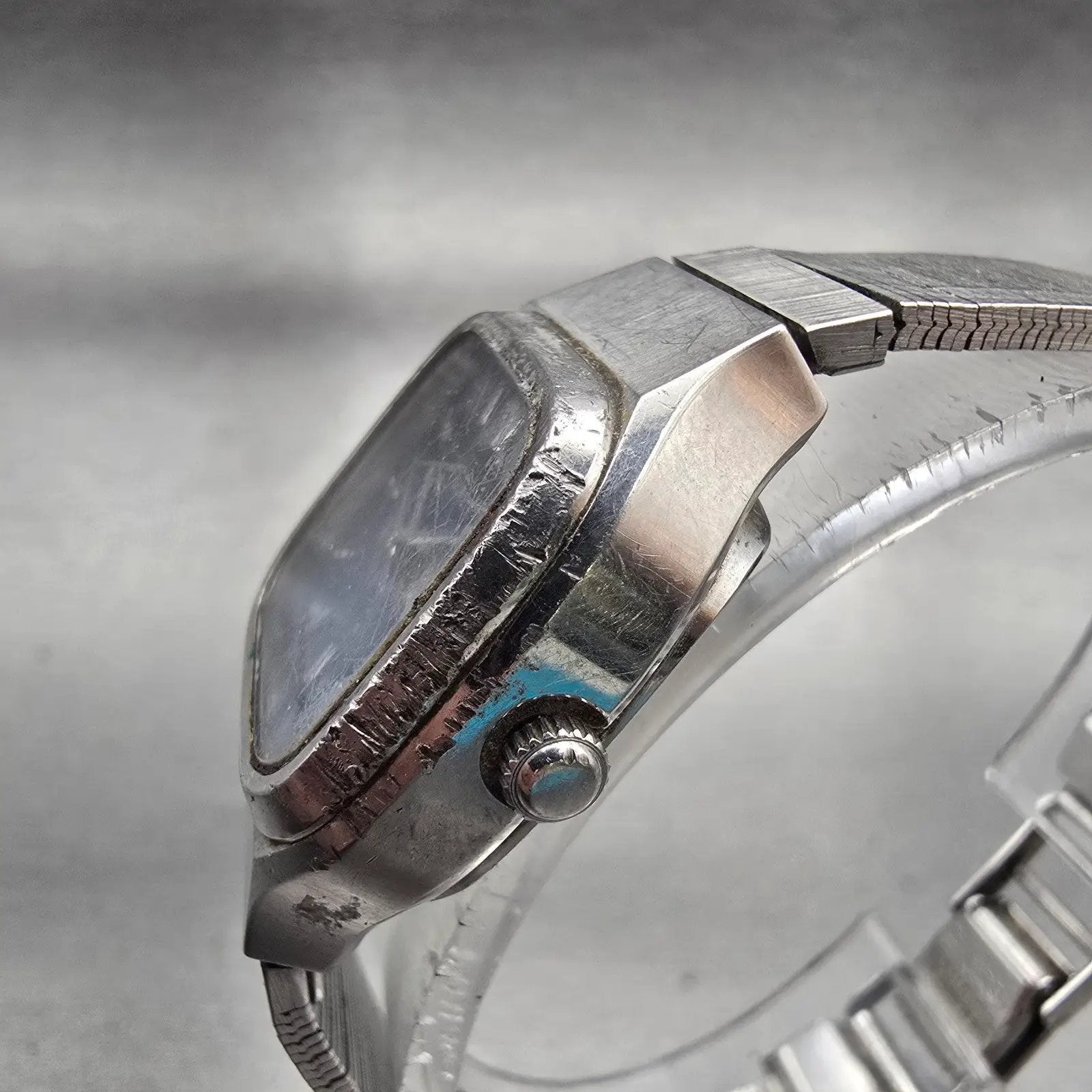 Seiko Watch Women 24mm Blue Dial Silver Tone Daydate Rectangle 7903-5000 New Bat2
