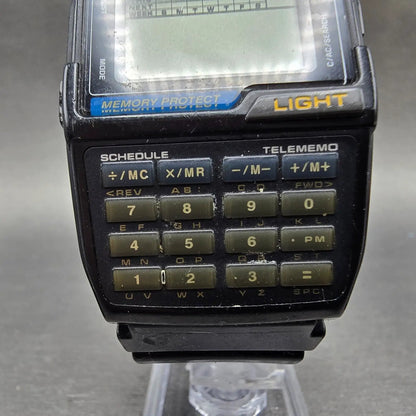 Casio DBC-150 Data Bank Calculator Watch Men 35mm Black Rectangle PARTS VTG3