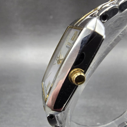 Citizen Eco-Drive Tank Watch Women 14mm MOP Dial Two Tone Rectangle Works JP2