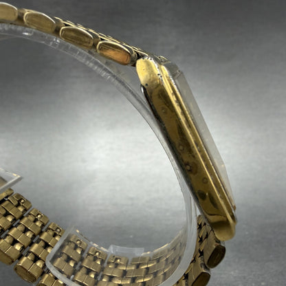Seiko Tank Watch Men 27mm Champagne Dial Gold Tone Date 7n29-5b29 New Battery3