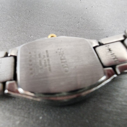 Seiko Watch Women 23mm White Dial Two Tone Tourneau 7N000AG0 New Battery9