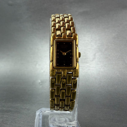 Citizen CQ Tank Watch Women 14mm Black Dial Gold Tone Rectangle New Battery VTG75