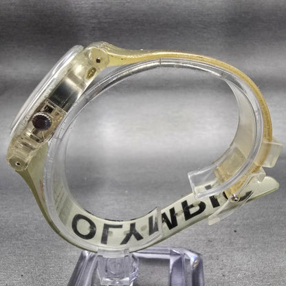 Swatch OLYMPIC TEAM Watch Men Silver Dial Clear Case Round GZ150 New Battery6