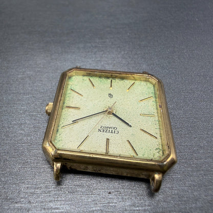 Citizen CQ Watch Men 28mm Champagne Dial Gold Tone Octagon 4-796560 PARTS9