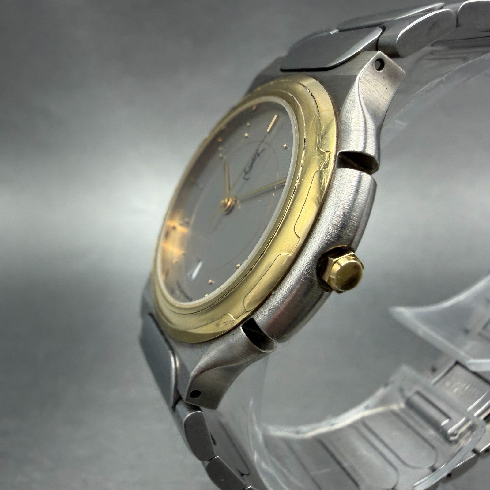 Yves Saint Laurent Watch Men 33m Silver Dial Two Tone Round New Battery2
