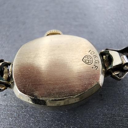 Longines Watch Women 15mm White Dial 10K Gold Filled Oval Cal 14.16 PARTS10