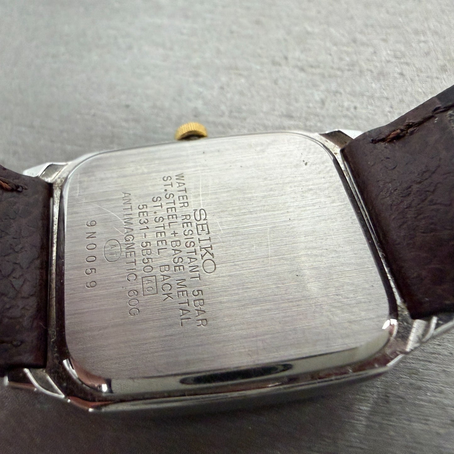 Seiko Spirit Tank Watch Men 27mm Silver Dial Two Tone Rectangle 5E31-5B50 NewBat9