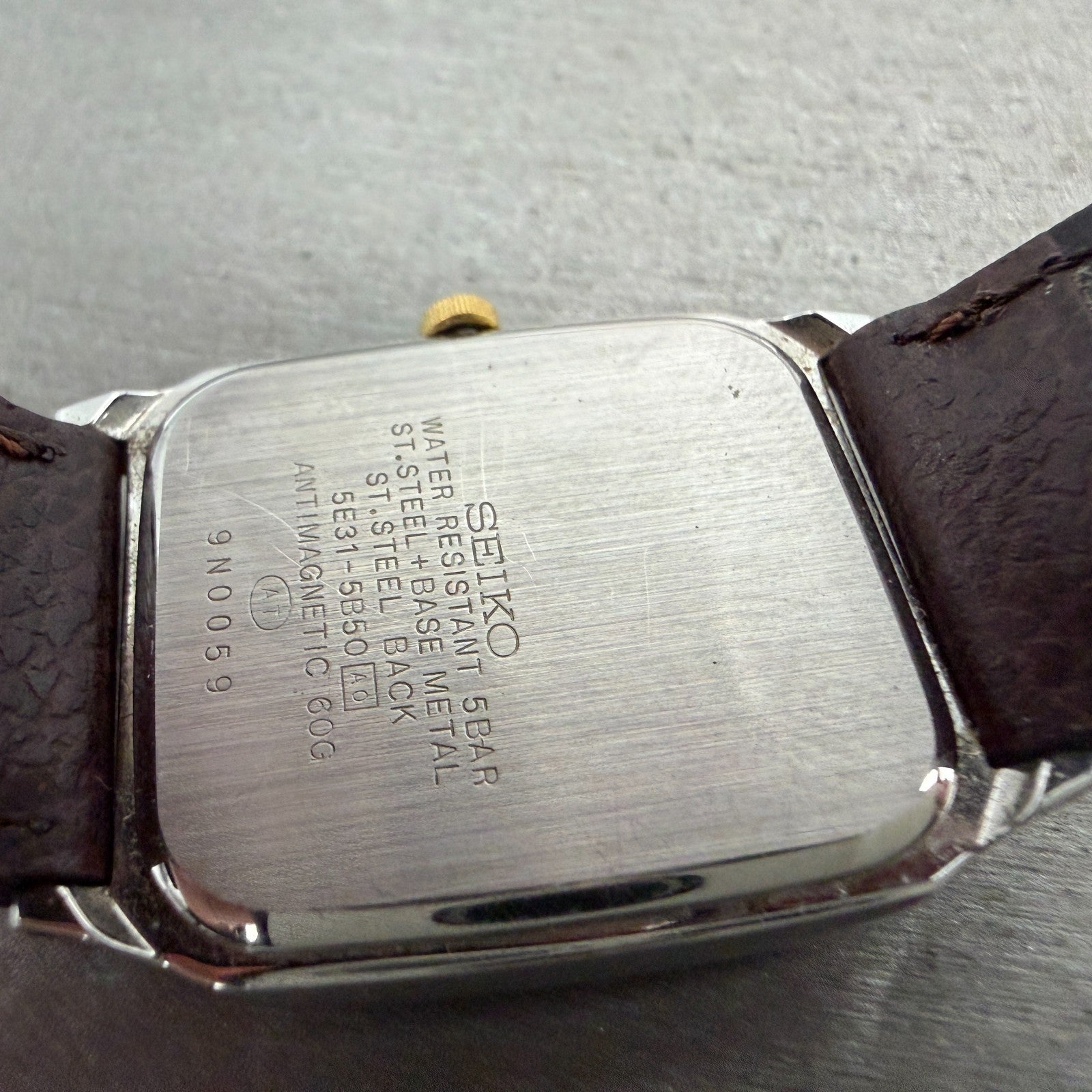 Seiko Spirit Tank Watch Men 27mm Silver Dial Two Tone Rectangle 5E31-5B50 NewBat9
