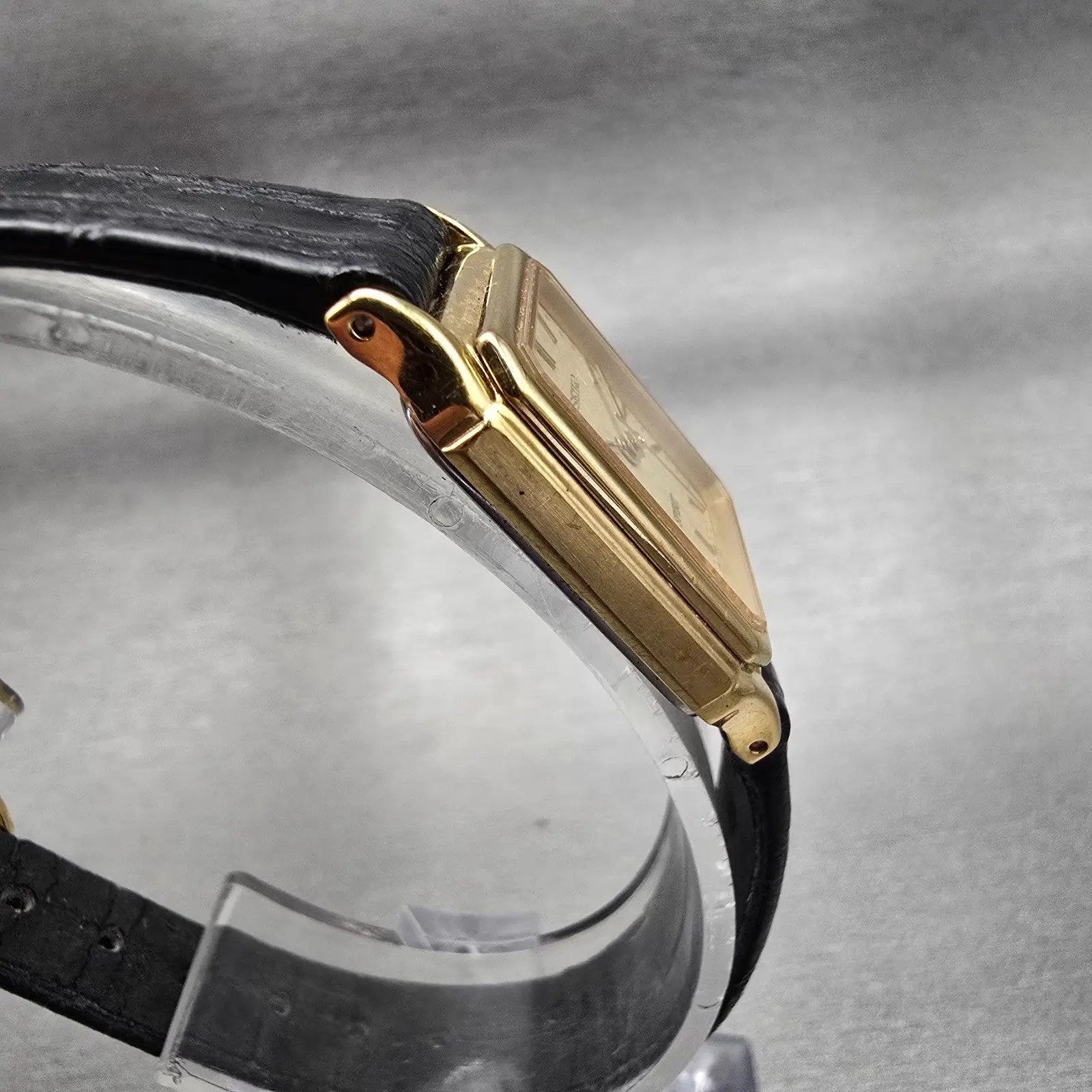 Seiko Spirit Tank Watch Women 20mm Gold Dial Gold Rectangle 1F21-5B40 New Batt3
