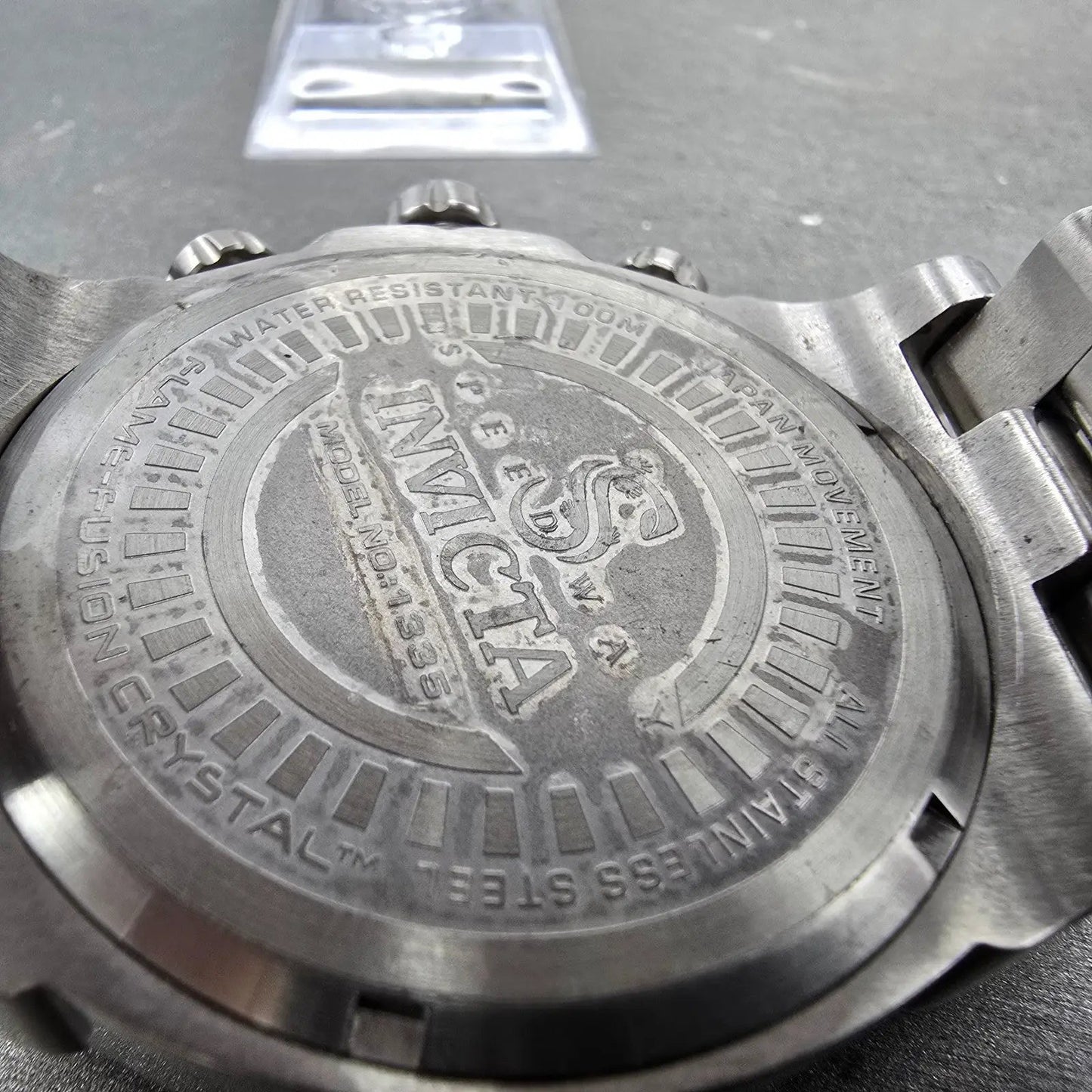 Invicta Speedway Chronograph Watch Men 49mm Black Dial Silver Tone 1335 New Bat9