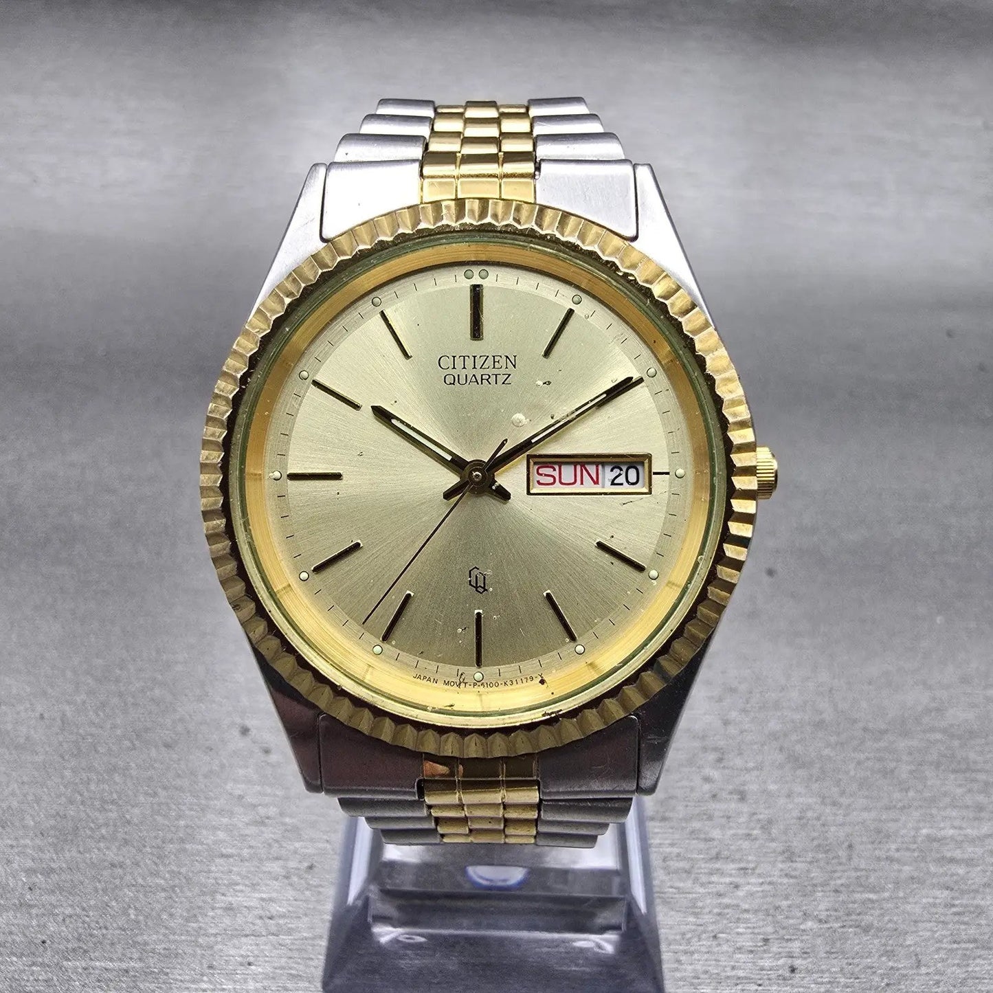 Citizen President Watch Men 35mm Champagne Dial Daydate 6100-K09311 New BatteryL0