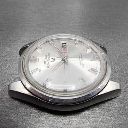 Seiko Sportsmatic 5 Watch Men 39mm Silver Dial Silver Tone Daydate 6119-9010 Run