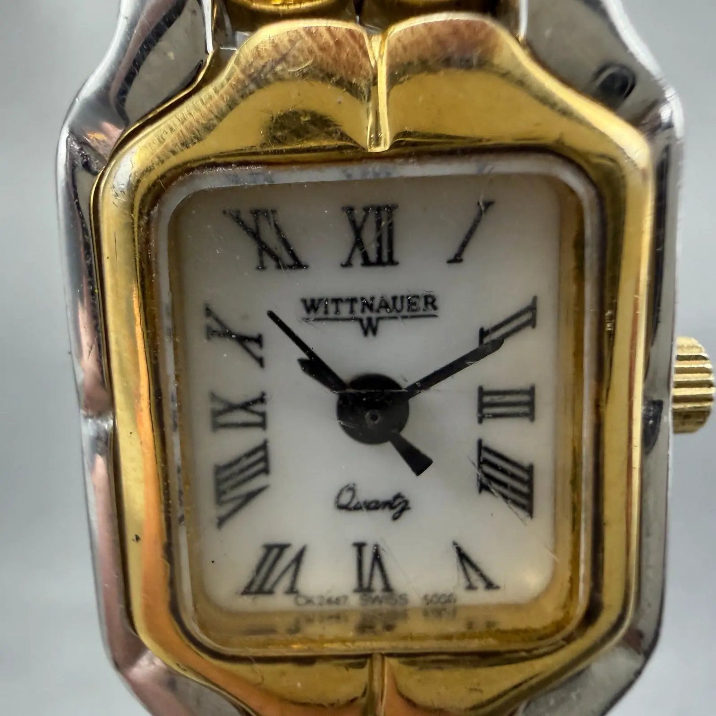 Wittnauer Tank Watch Women 17mm White Dial Two Tone Ck 2447 5000 New Battery1