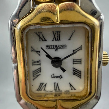 Wittnauer Tank Watch Women 17mm White Dial Two Tone Ck 2447 5000 New Battery1