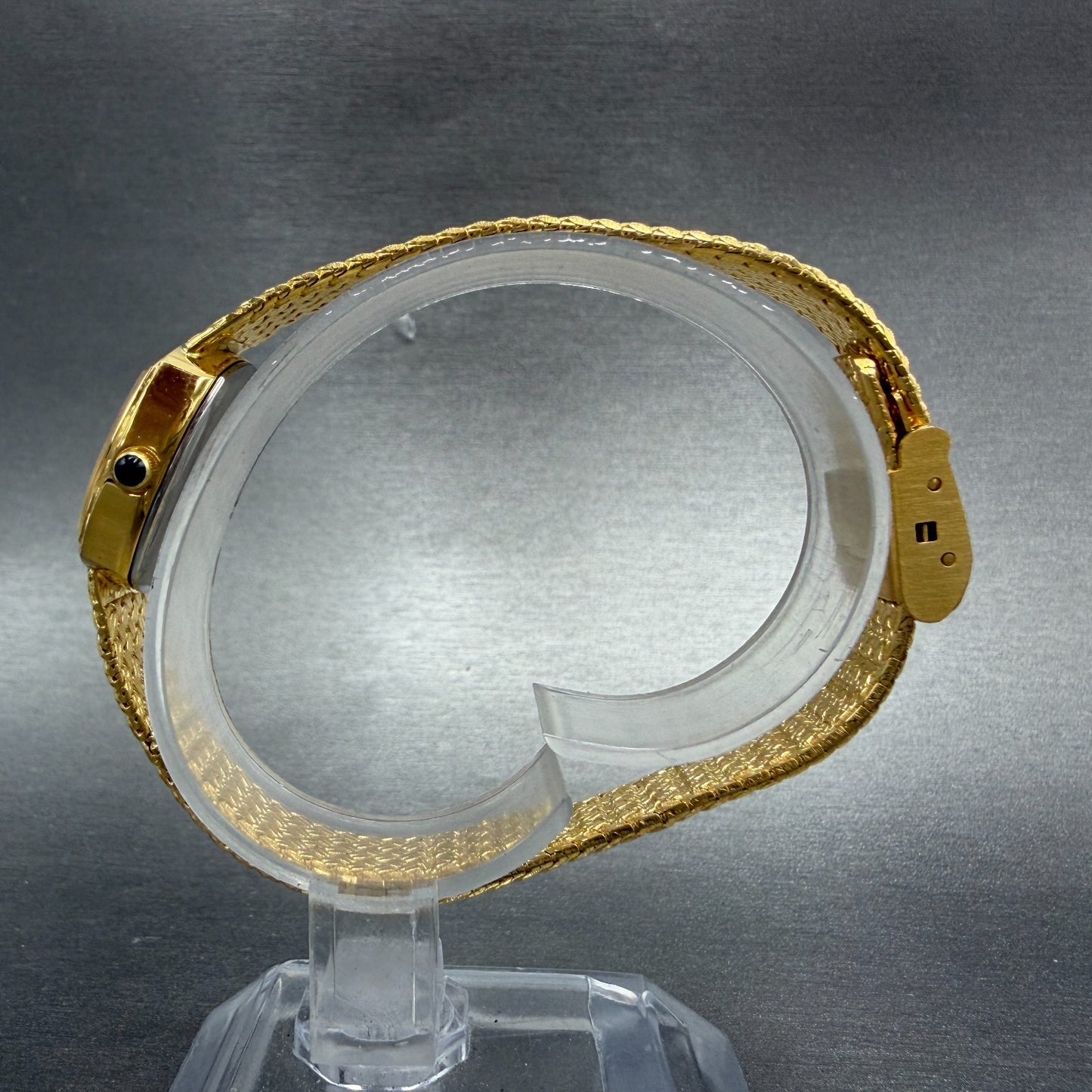 Elgin Watch Women 22mm Gold Dial Gold Tone Rectangle FK267 New Battery VTG ABC6
