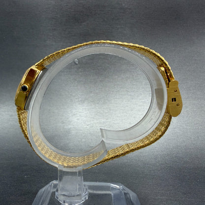 Elgin Watch Women 22mm Gold Dial Gold Tone Rectangle FK267 New Battery VTG ABC6