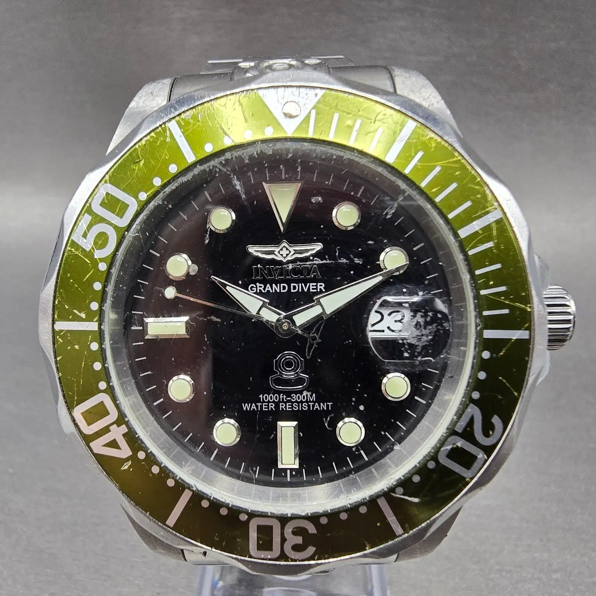 Invicta Grand Diver Automatic Watch Men 45mm Black Dial Steel Date 3047 Runs0